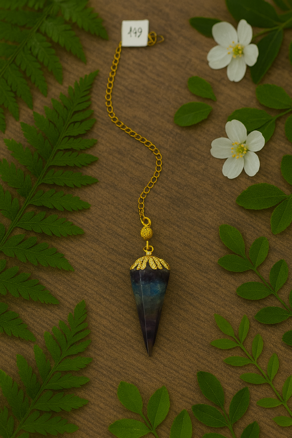Pendule Orgonite 7 Chakras – Chaîne Dorée