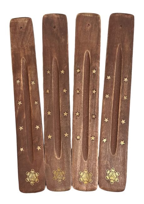 Porte-Encens en Bois – Étoiles & Symboles Sacrés Métatron